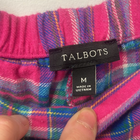 Talbots Women's Pajama Pants Pink Plaid Medium soft flannel Elasticic Waist - Picture 3 of 6